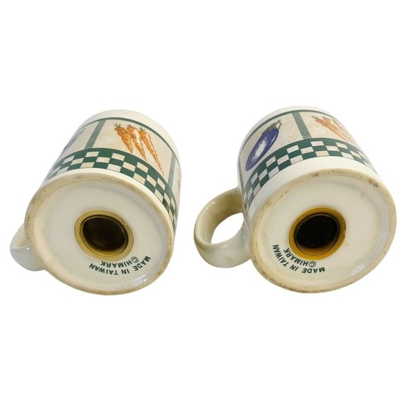 Salt & Pepper Shakers Vegetables & Green Checker Pattern Vintage Himark Ceramic - Picture 6 of 6